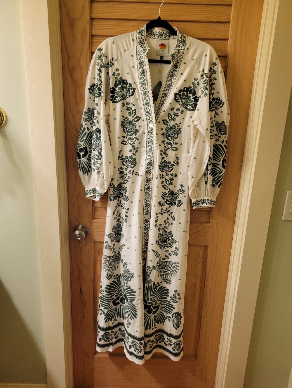Farm Rio White And Green Maxi Dress with Floral Design